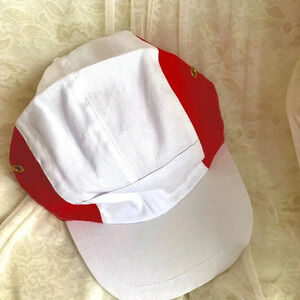 Unisex Boys/Girls Kids Red & White Cotton Baseball Hat Cap with front pouch
